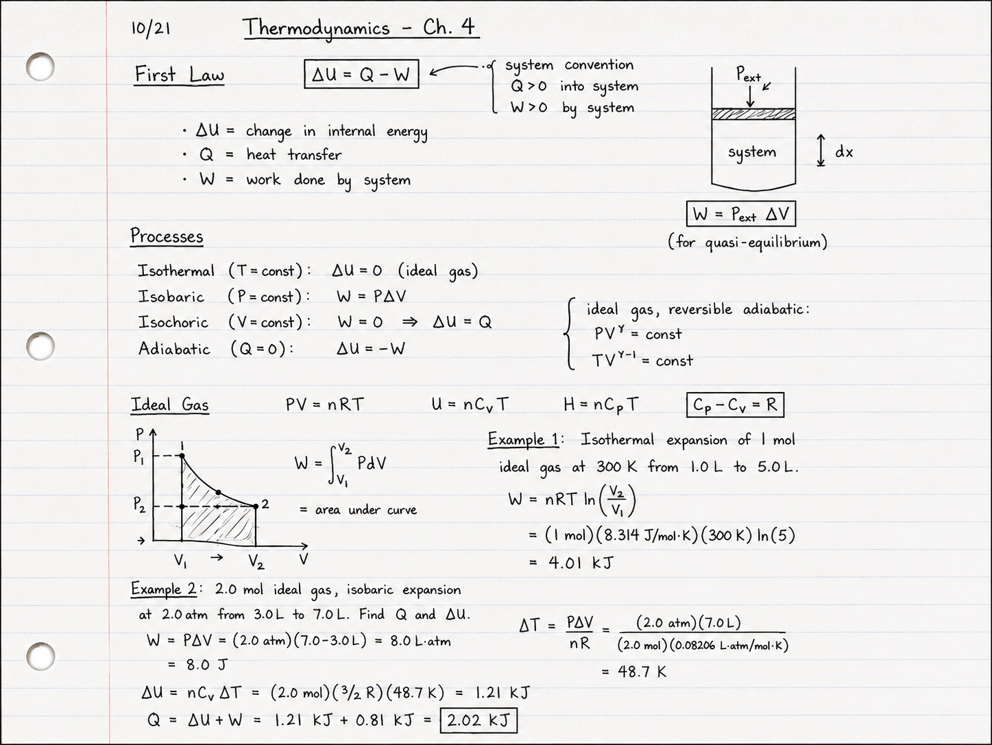 Pages of handwritten practice problems collected through Spaide